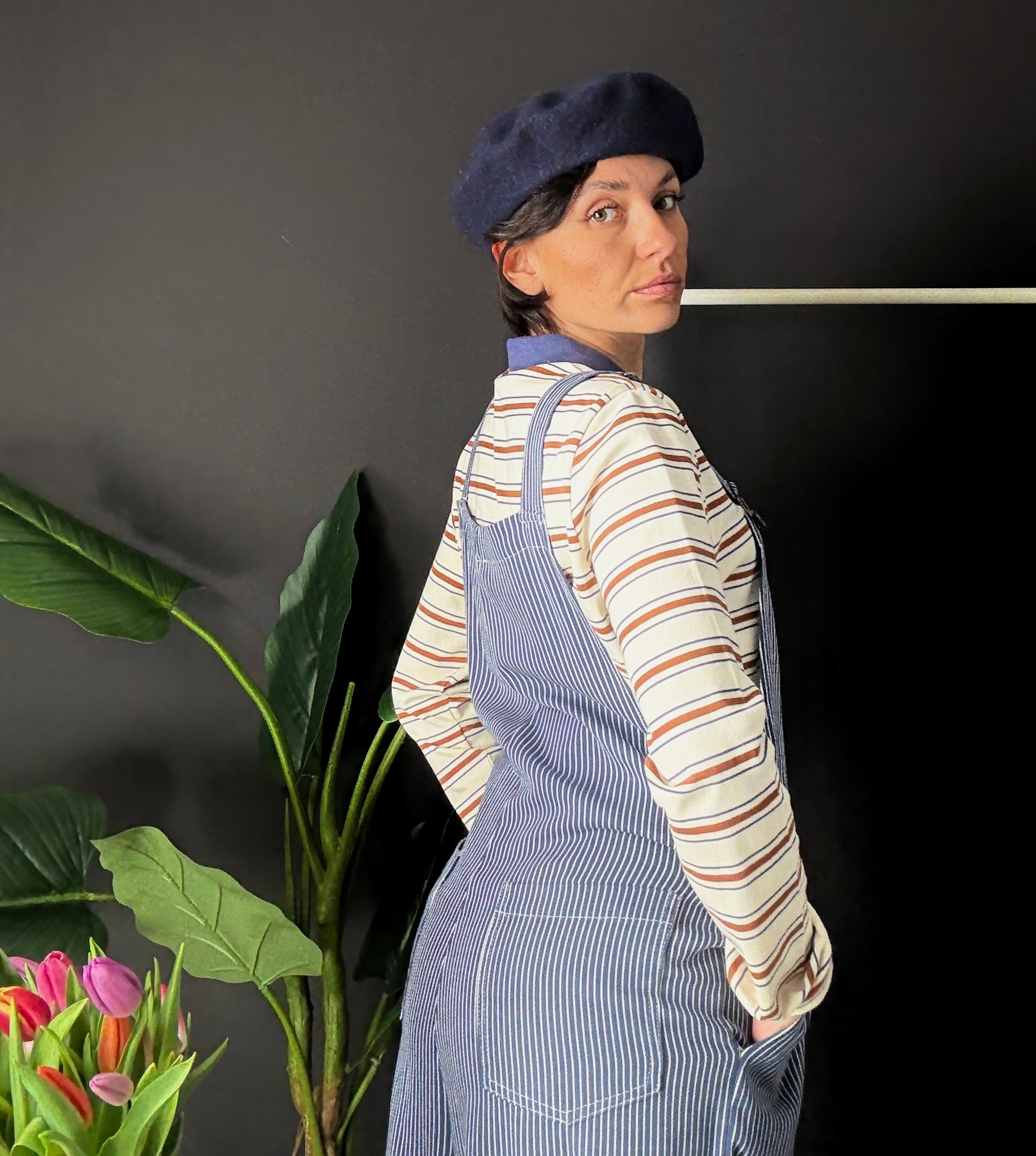 SALOPETTE  EFFETTO DENIM A RIGHE LUMINA